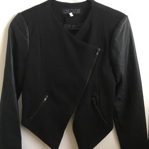 Love Culture Asymmetrical Zip Knit Blazer